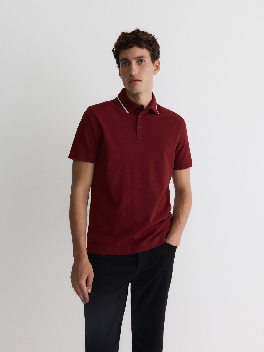 Regular fit polo shirt - maroon - RESERVED