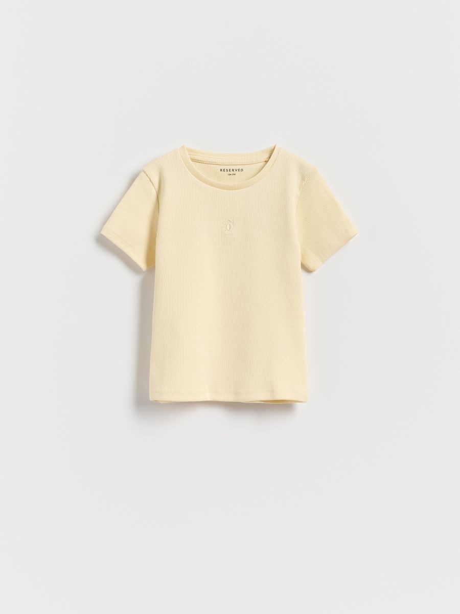 T-Shirt mit hohem Baumwollanteil und mit Stickerei - hellgelb - RESERVED