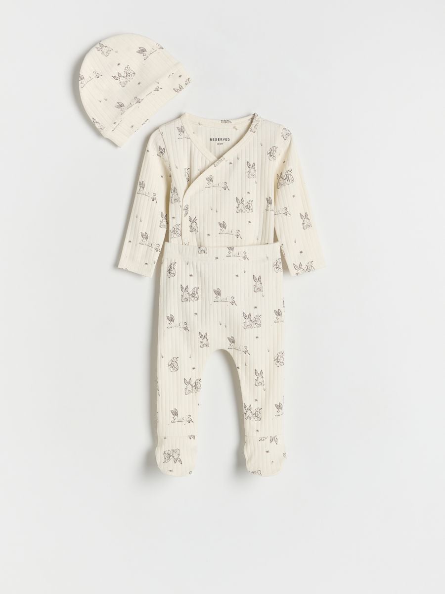 Cotton set with hat - cream - RESERVED