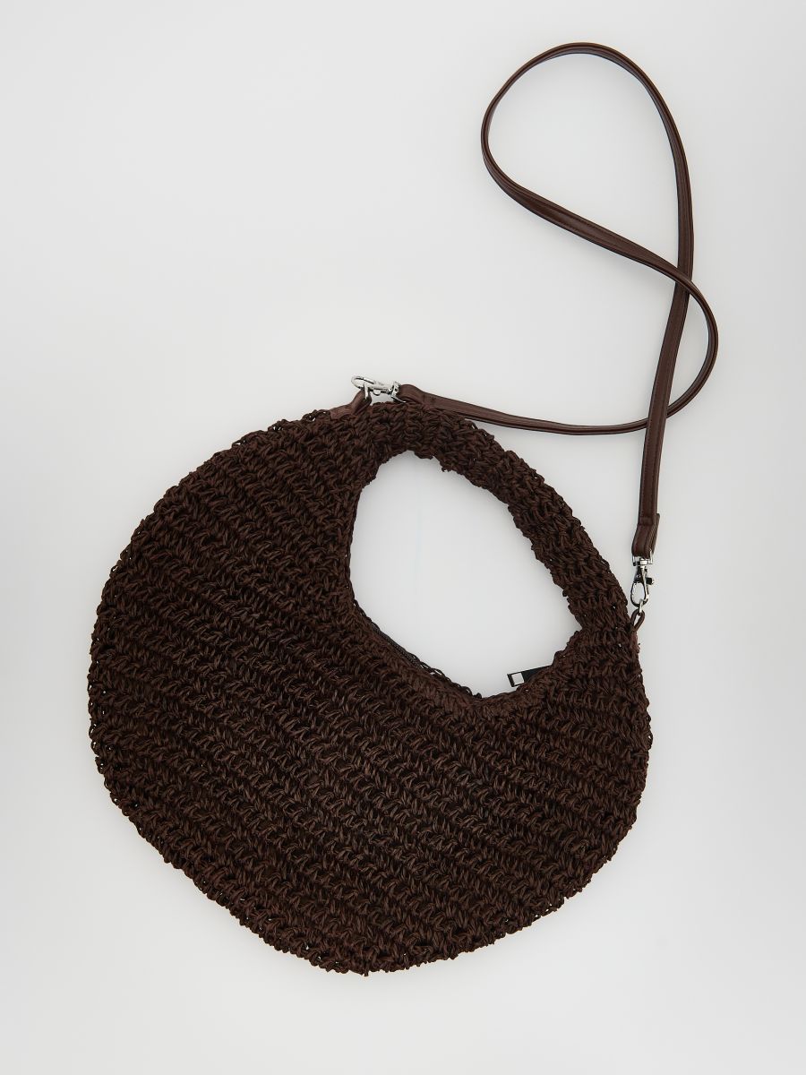 Pletena torba s perlama - tamno braon - RESERVED - 5