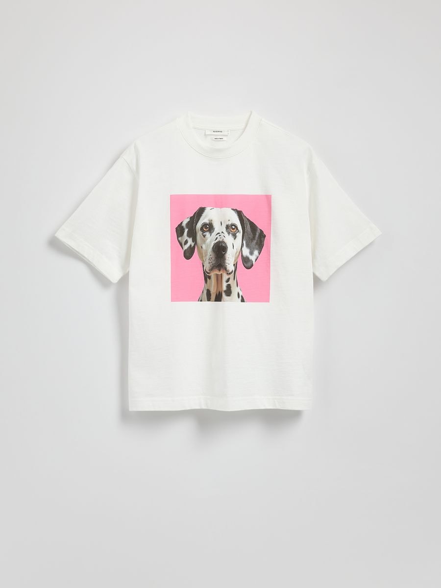 Oversized T-shirt with print - cream - RESERVED - 2