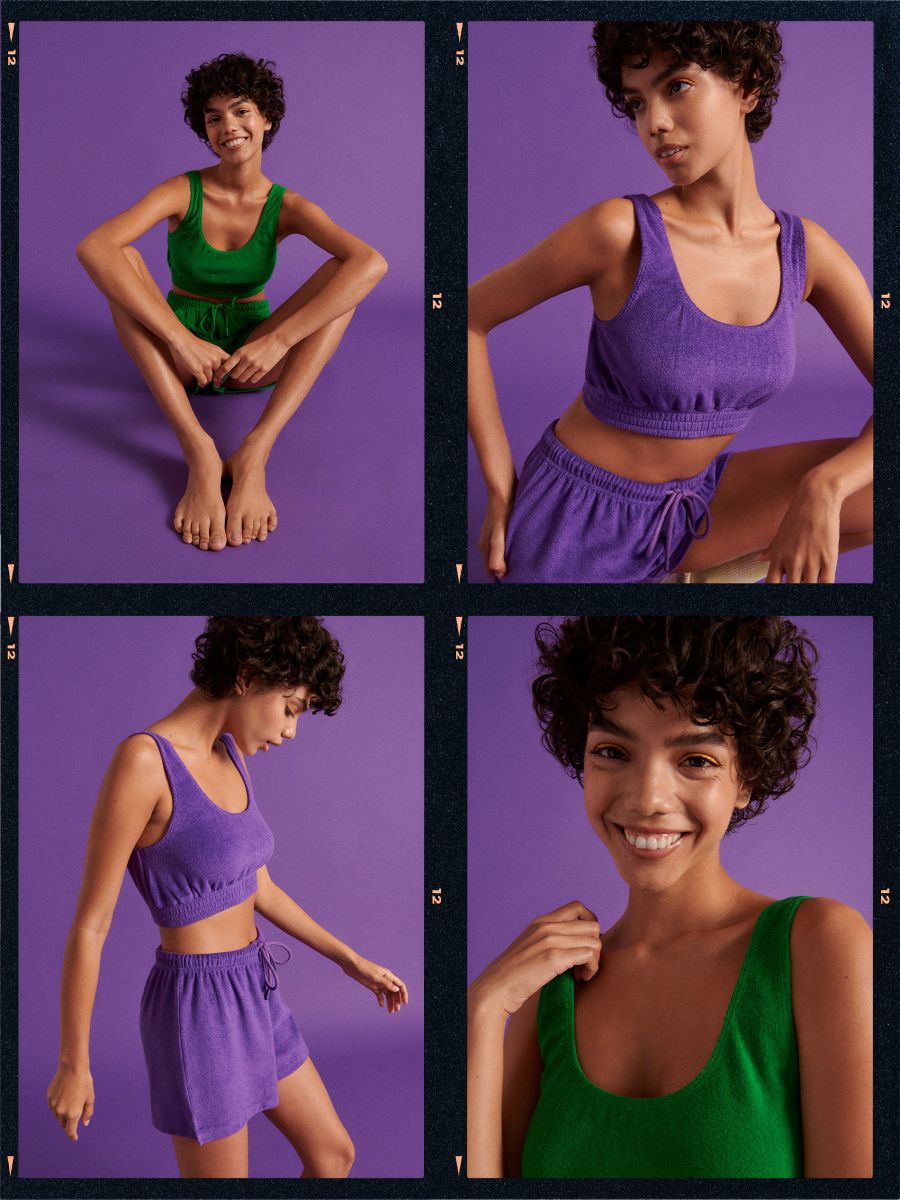 Frottee-Oberteil, 2er-Pack - violett - RESERVED - 9