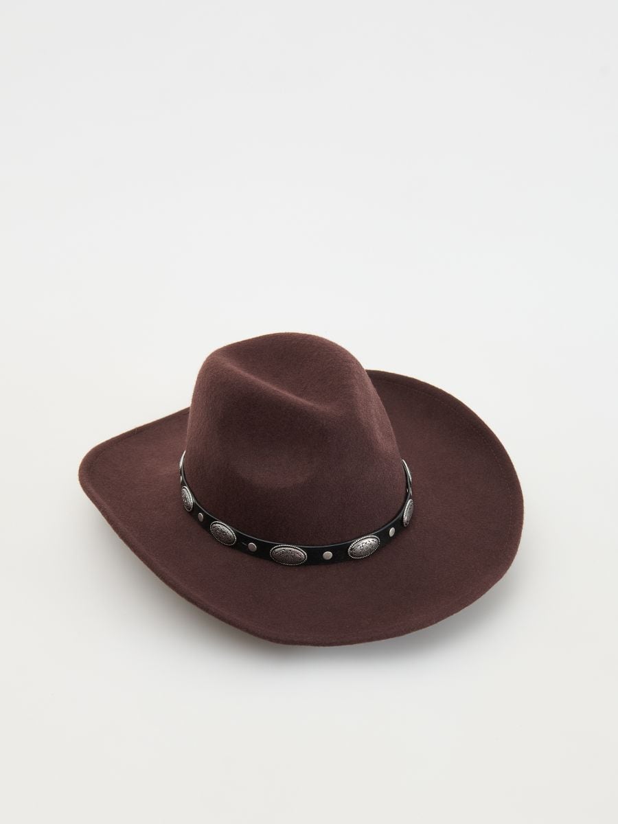 Cappello in lana in stile western - marrone scuro - RESERVED - 3