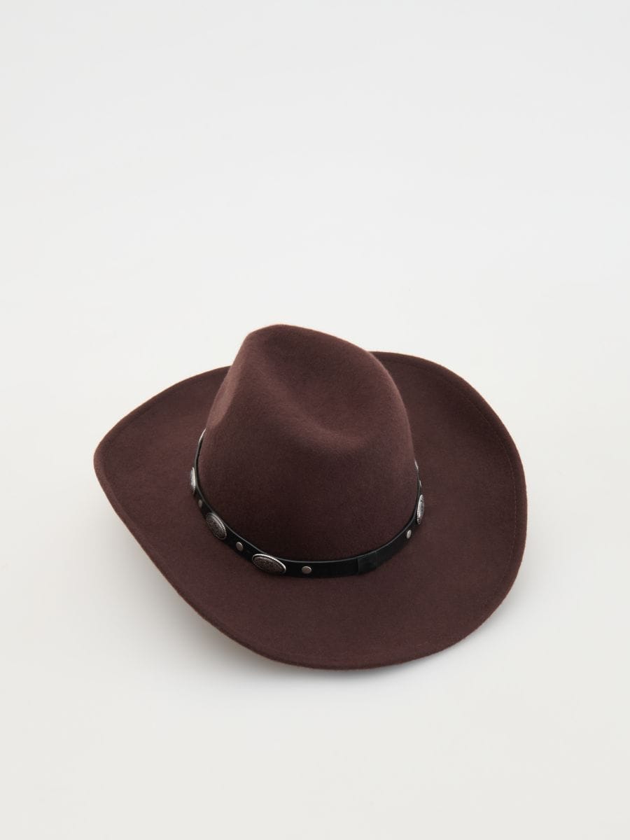 Cappello in lana in stile western - marrone scuro - RESERVED - 5