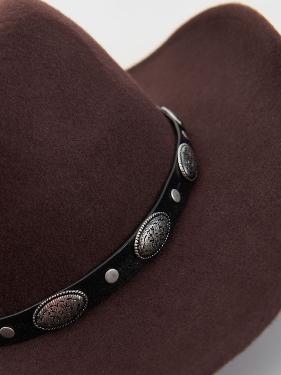 Cappello in lana in stile western - marrone scuro - RESERVED - 4