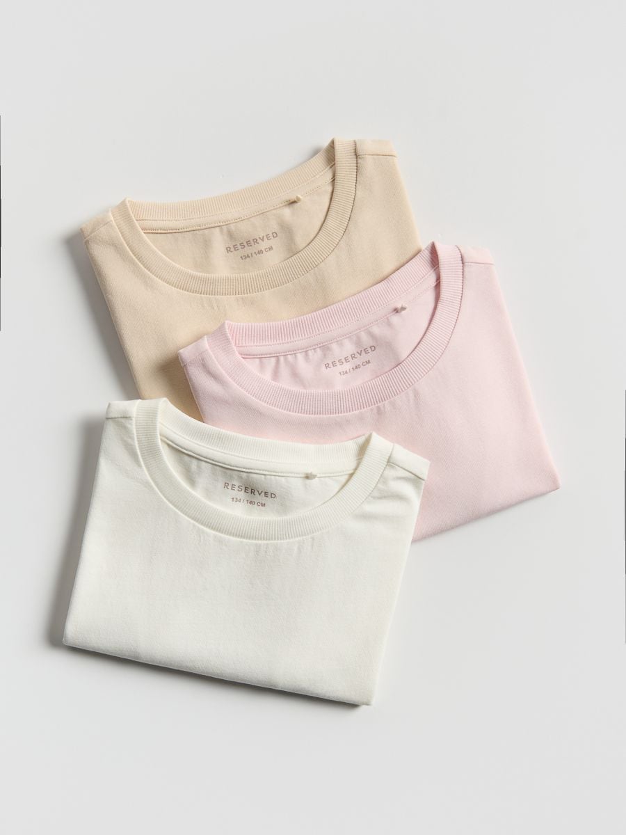 Baumwoll-T-Shirt 3er-Pack - bunt - RESERVED