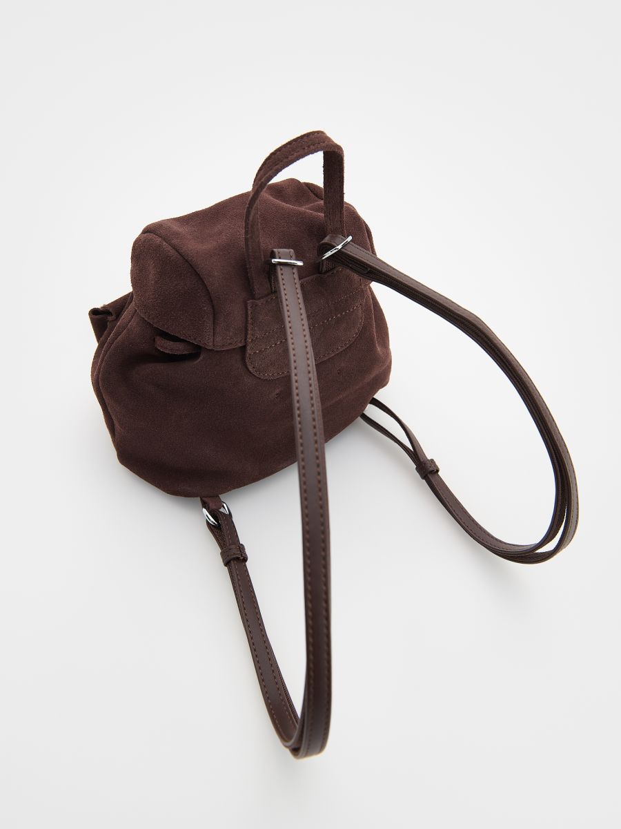 Suede backpack with pockets - dark brown - RESERVED - 4