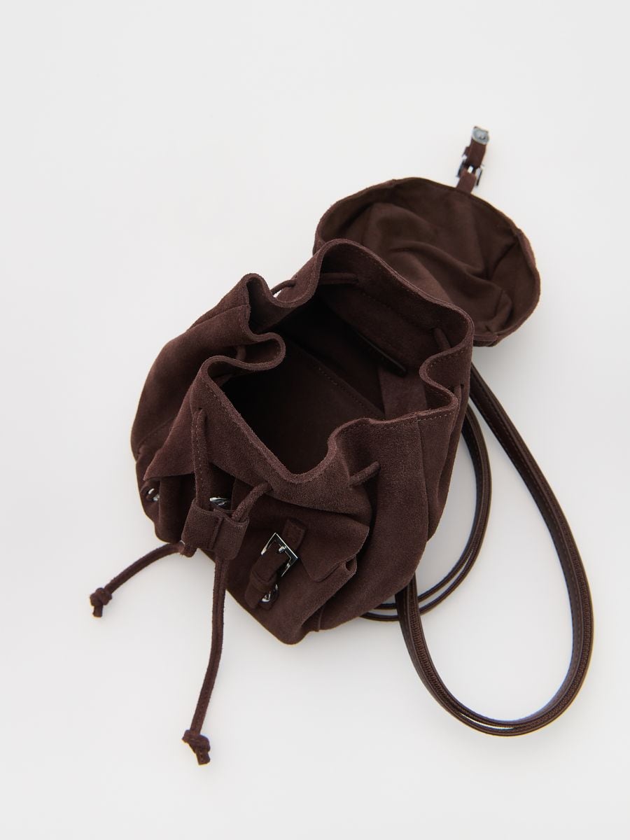 Suede backpack with pockets - dark brown - RESERVED - 5