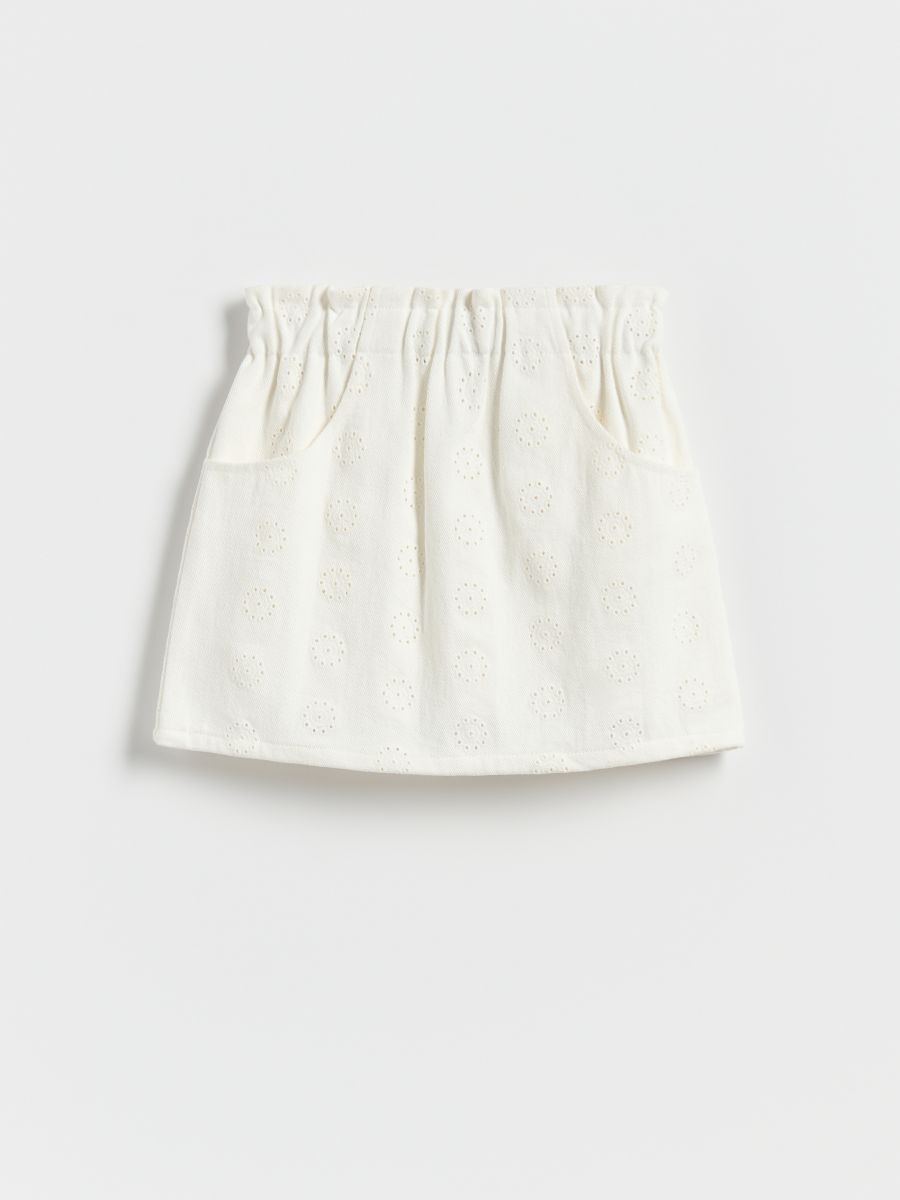 Rock mit Spitzen-Muster - creme - RESERVED