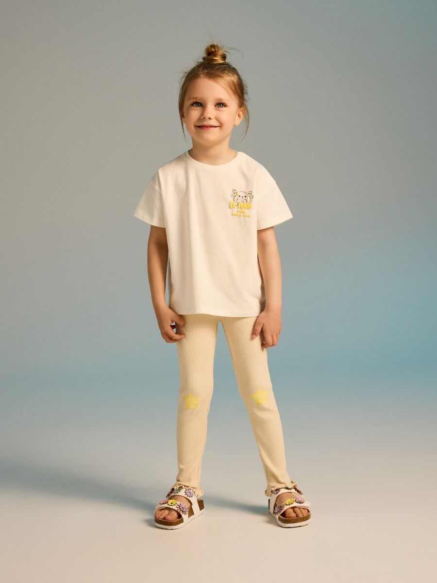 T-shirt with raised print - cream - RESERVED - 2