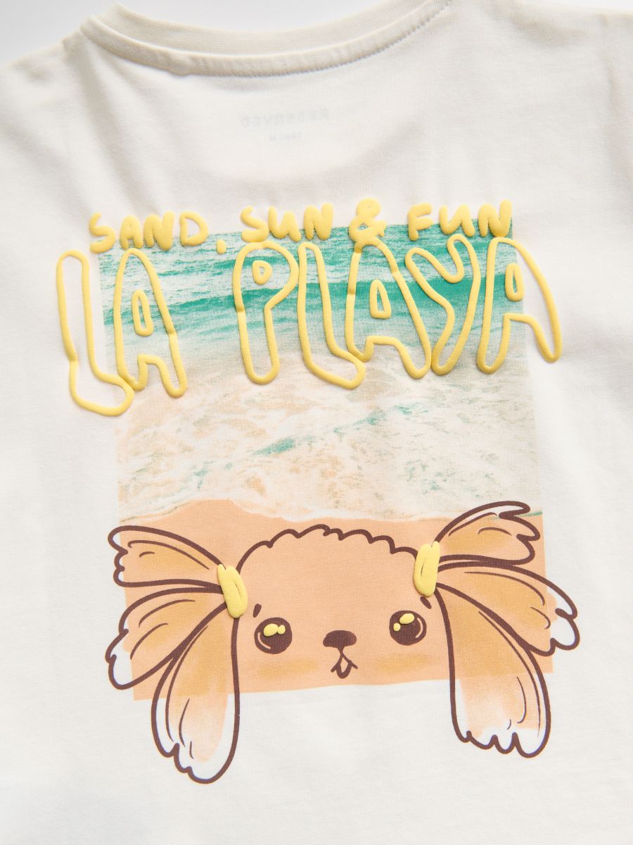 T-shirt with raised print - cream - RESERVED - 5