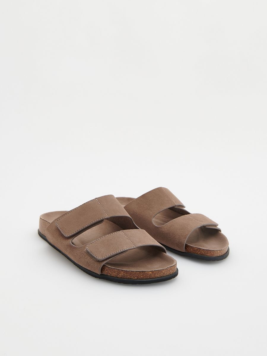 Leather rich sliders - coffee - RESERVED