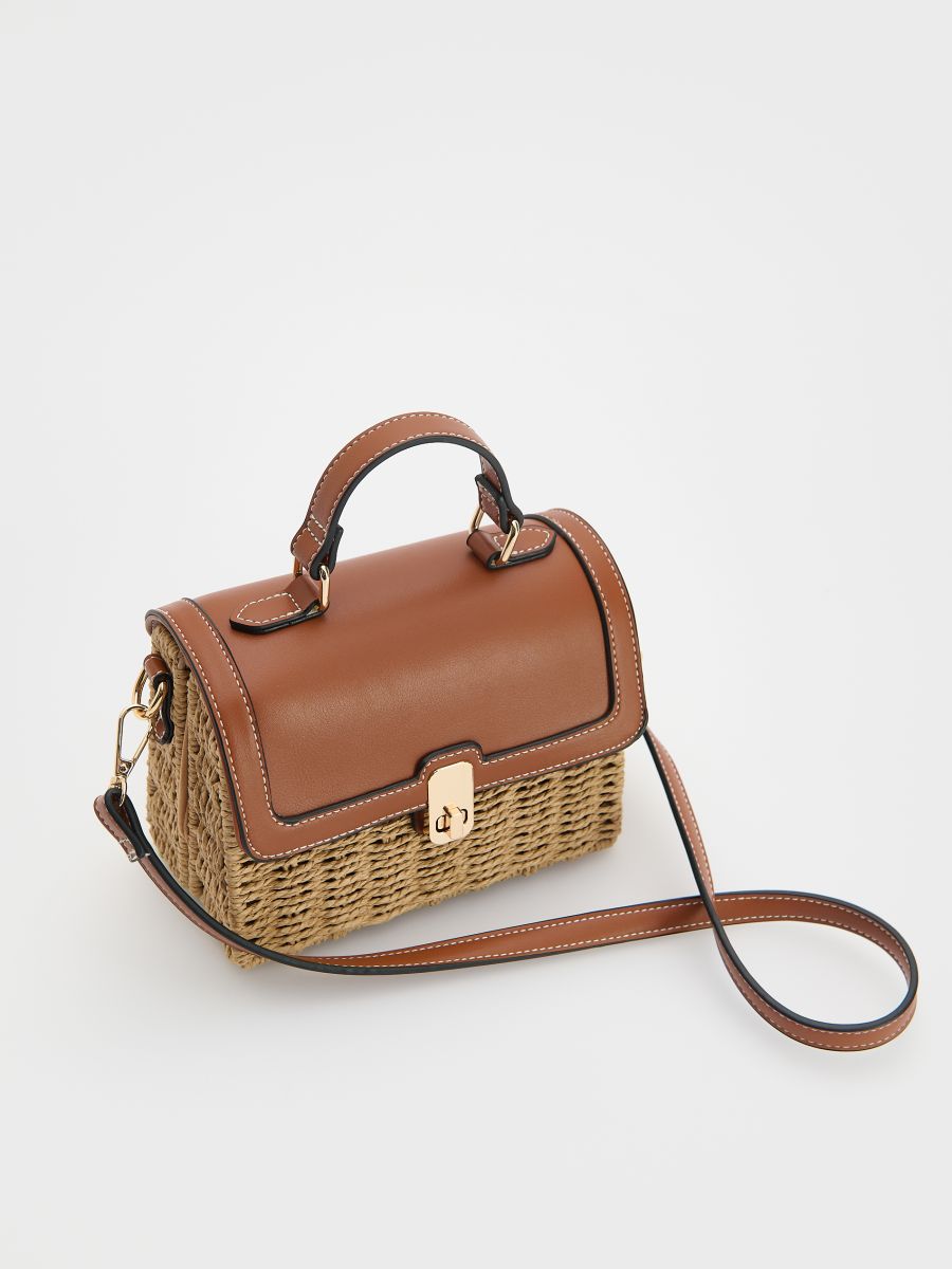 Structured box bag with strap - brown - RESERVED - 2