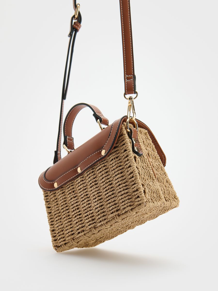 Structured box bag with strap - brown - RESERVED - 5