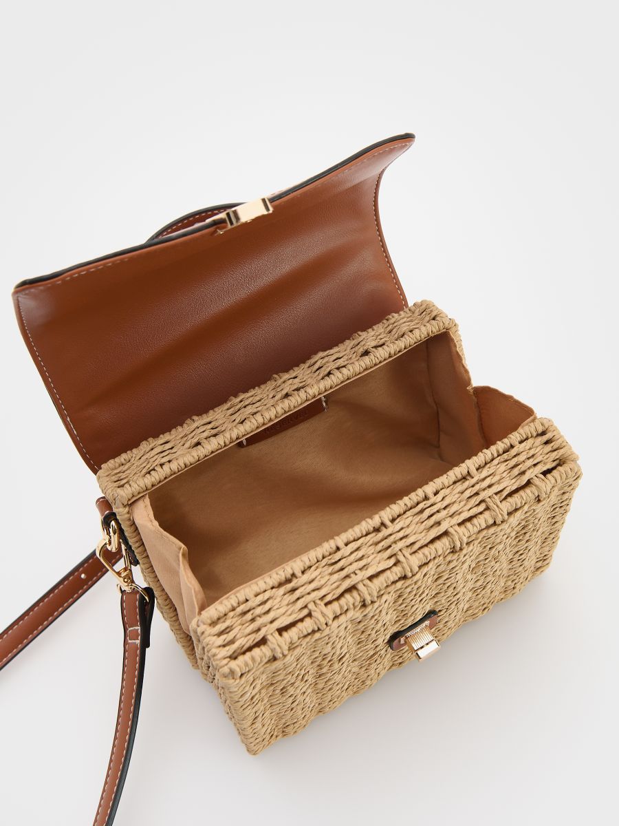 Structured box bag with strap - brown - RESERVED - 4