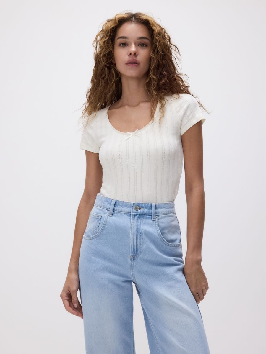 LADIES` BLOUSE - krem - RESERVED - 2