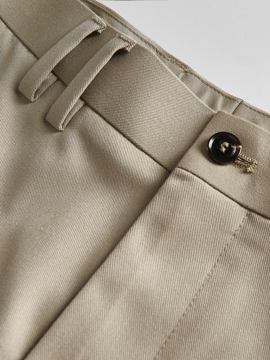 Straight trousers with pressed crease - beige - RESERVED - 5