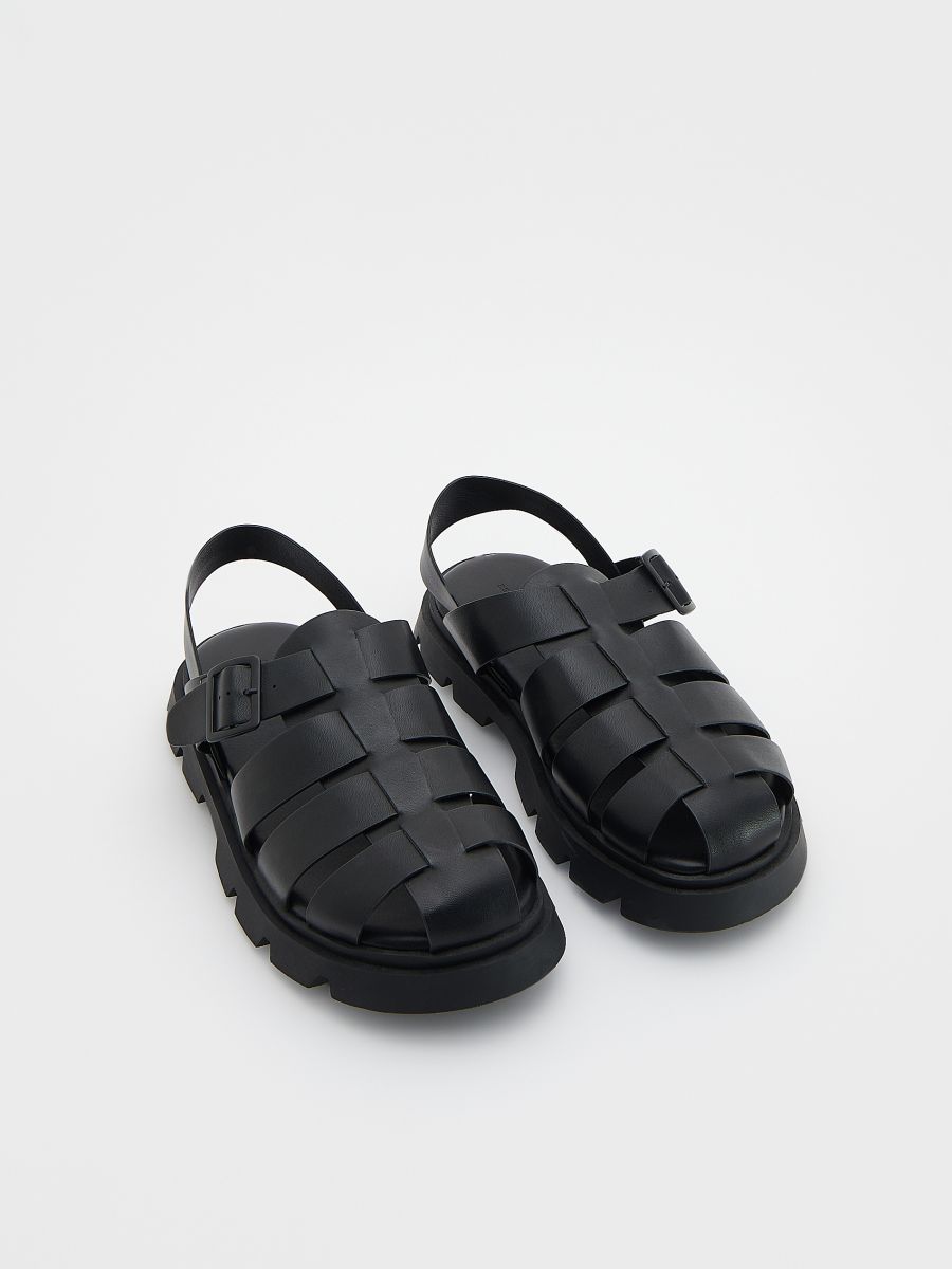 Sandales en cuir synthétique - Noir - RESERVED - 2