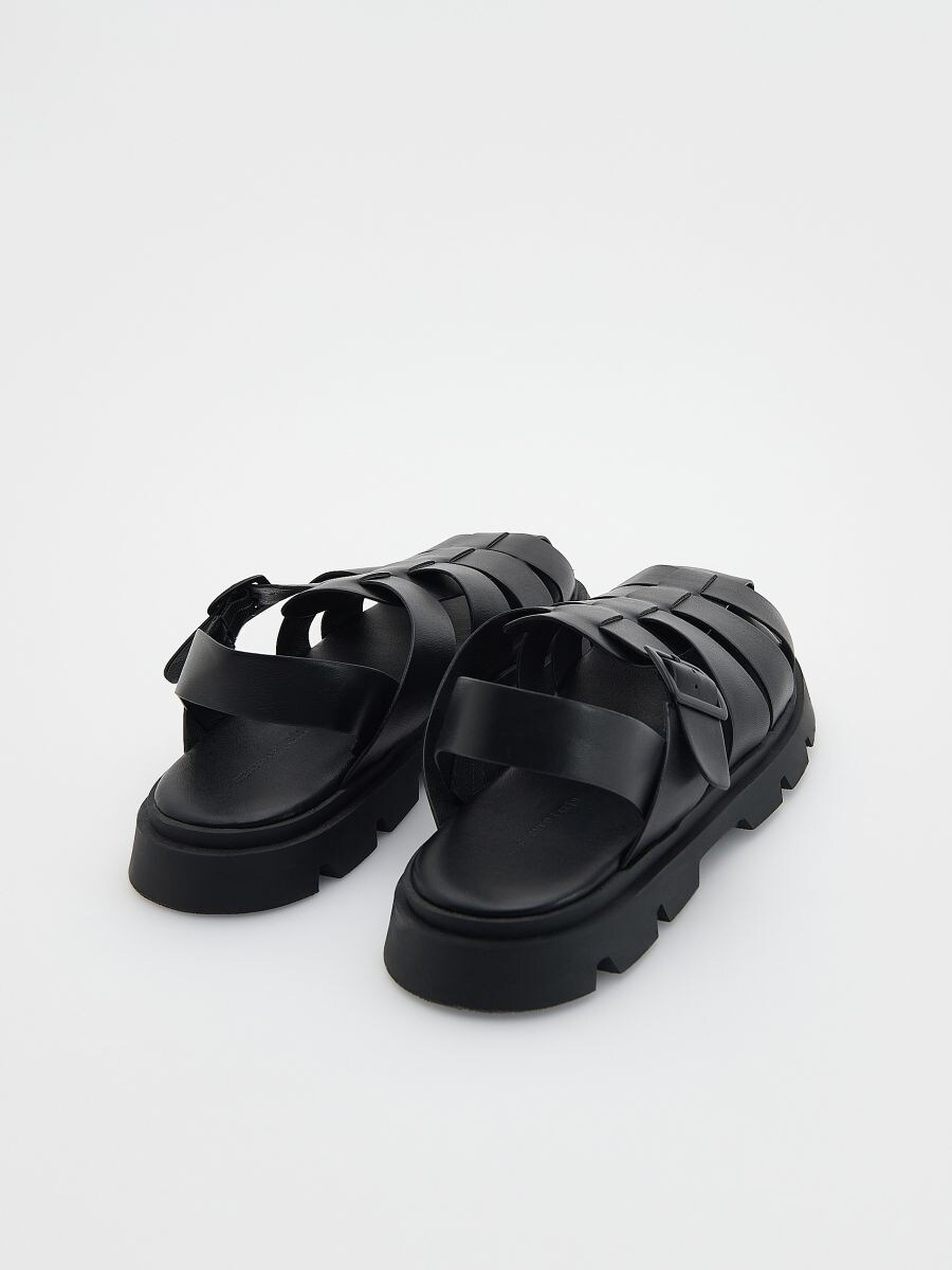Sandales en cuir synthétique - Noir - RESERVED - 4