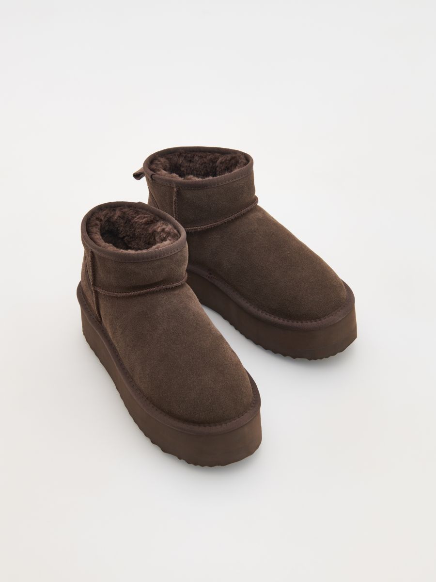 Vinterboots i läder med platåsula - MÖRKBRUN - RESERVED - 5
