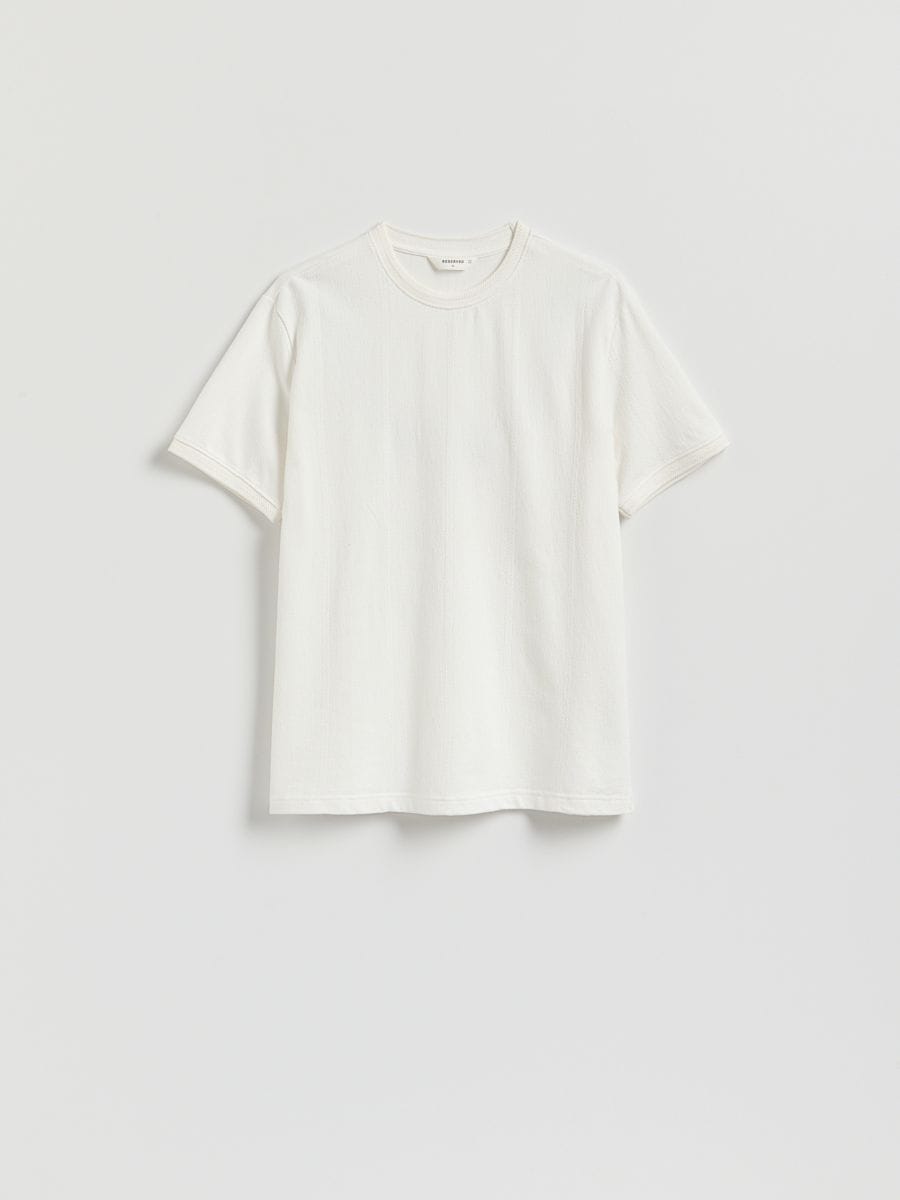Comfort fit structural fabric T-shirt - cream - RESERVED