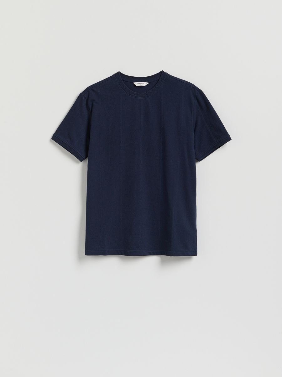 Reljeefsest kangast T-särk comfort fit - tumesinine - RESERVED