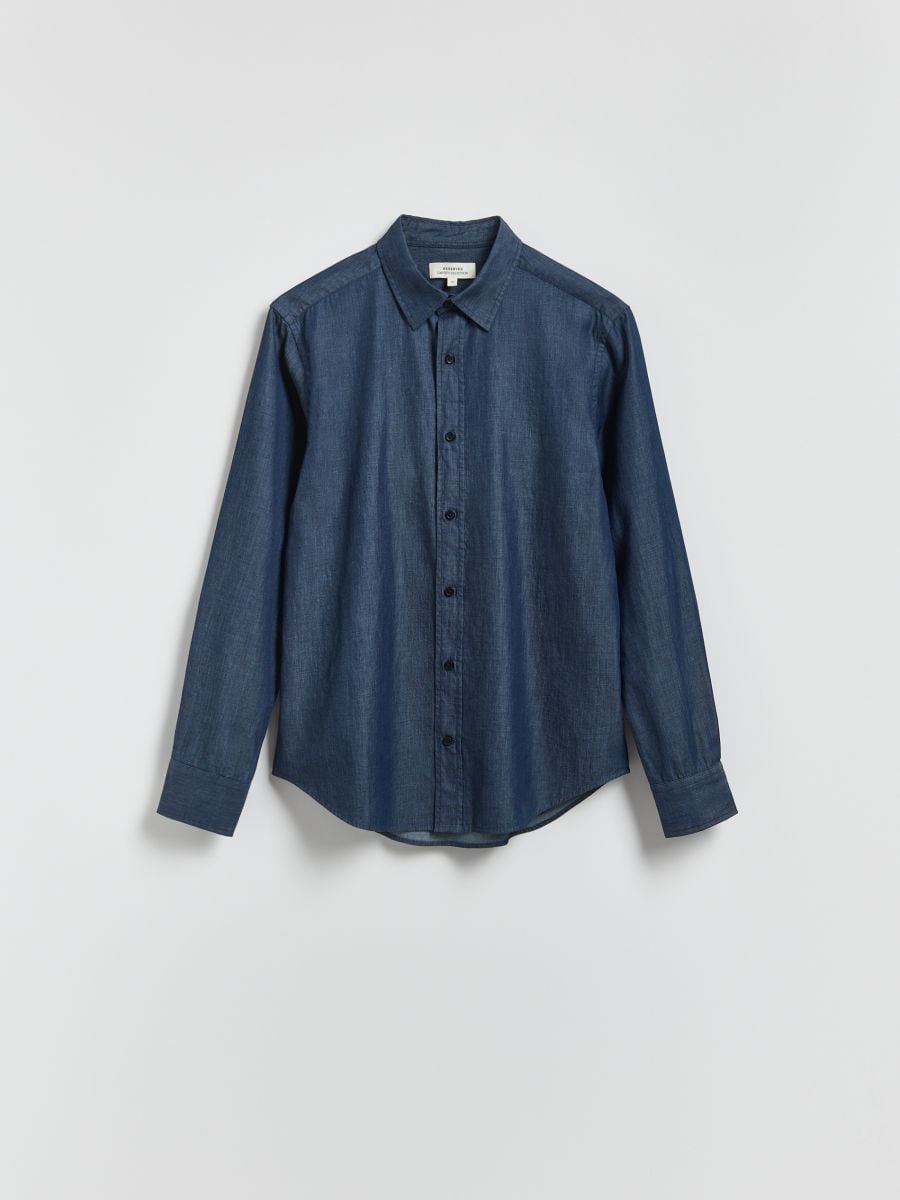 Bawełniana koszula slim fit - indigo jeans - RESERVED