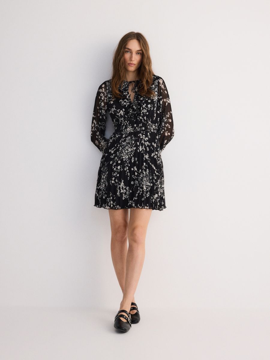 Patterned mini dress - black - RESERVED