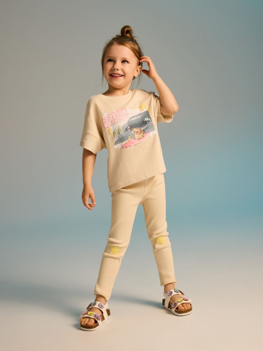 T-shirt with raised print - beige - RESERVED - 4