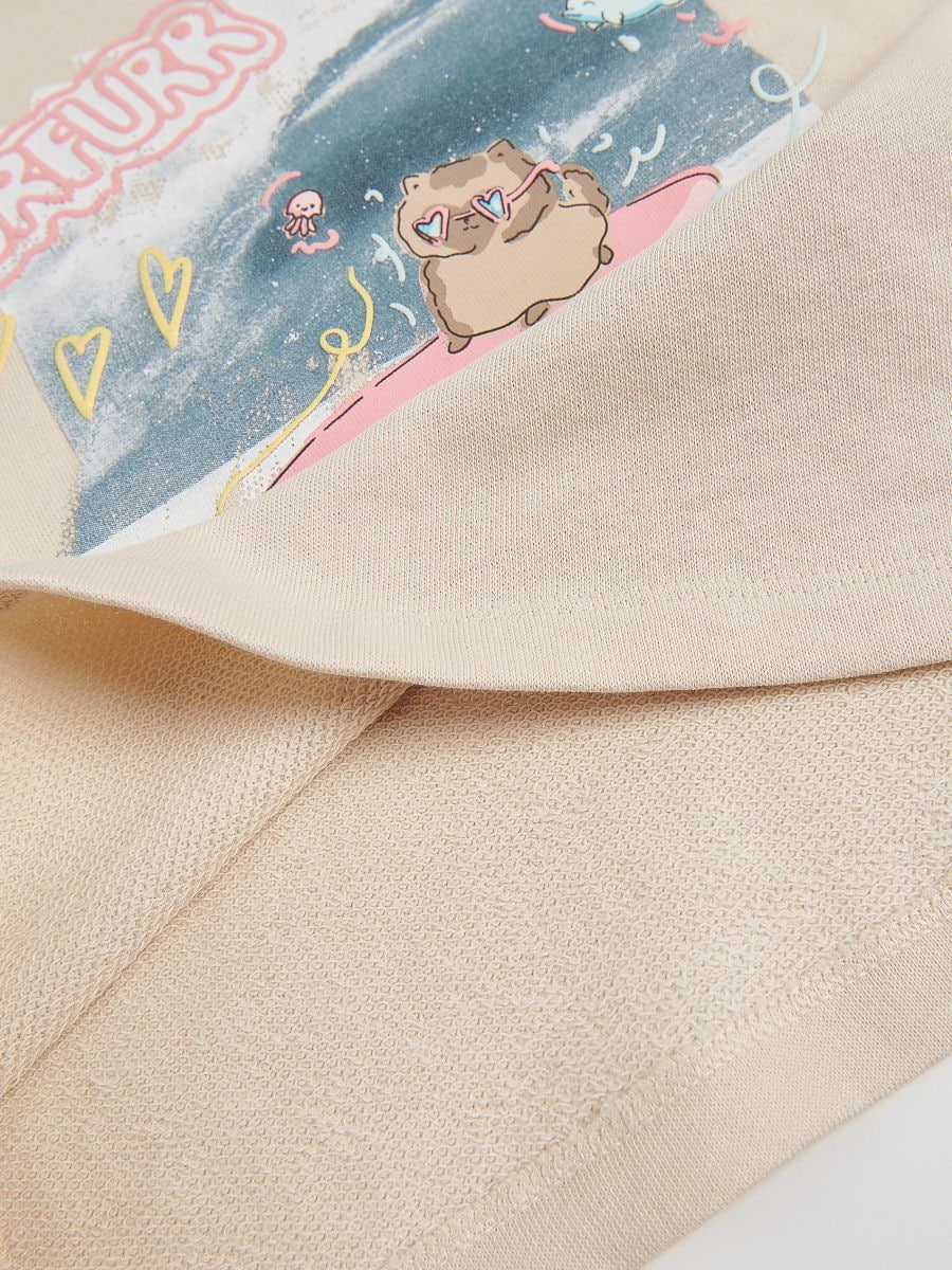 T-shirt with raised print - beige - RESERVED - 5