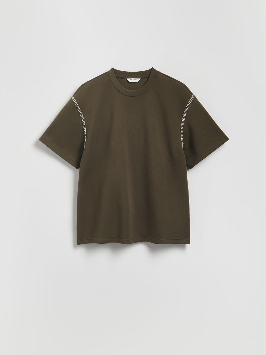 Tricou boxy cu adaos de bumbac - verde - RESERVED