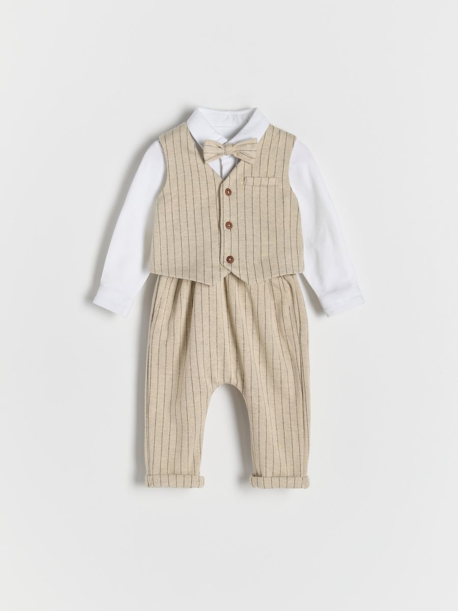 BABIES` TROUSERS, VEST, BODY & BOW TIE - beige - RESERVED