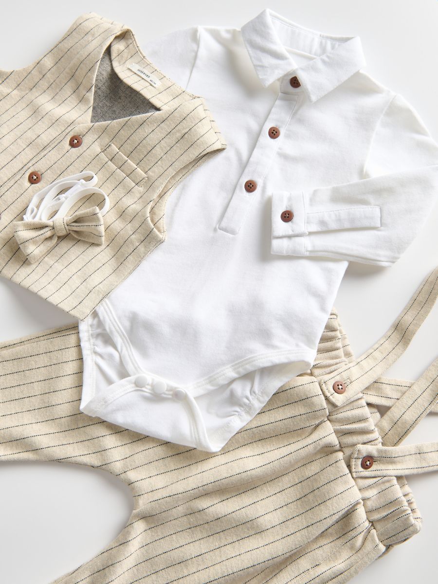 Elegant set with bow tie - beige - RESERVED - 2