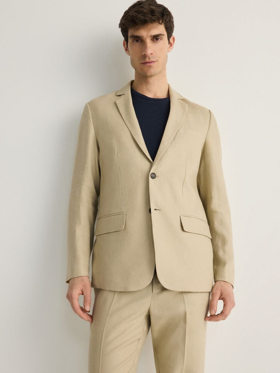 Slim fit linen blazer - beige - RESERVED - 2