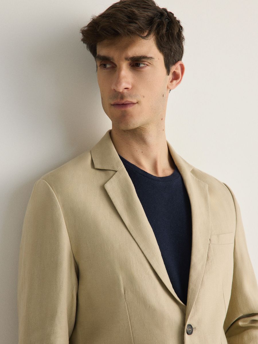 Slim fit linen blazer sale