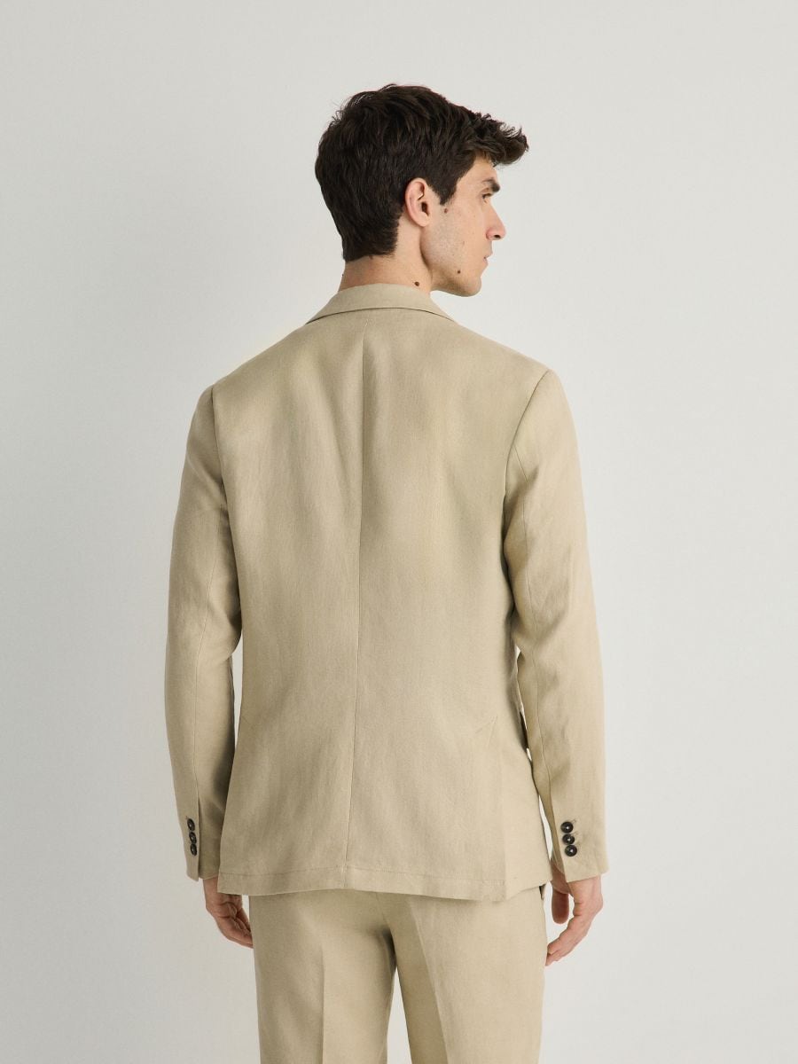 Slim fit linen blazer - beige - RESERVED - 4
