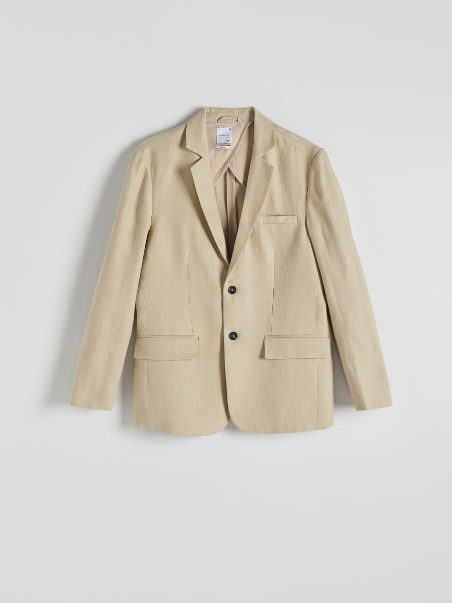 Slim fit linen blazer - beige - RESERVED - 5