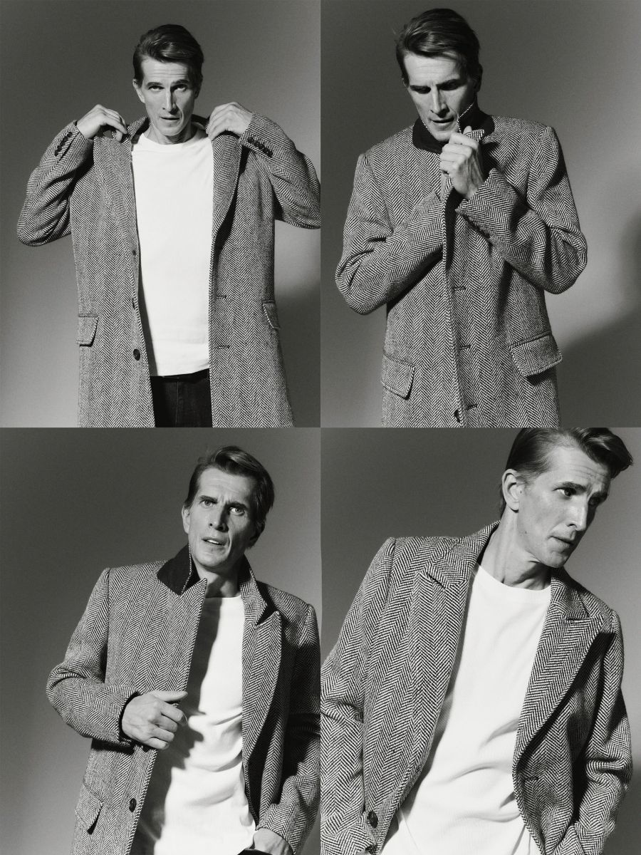 Herringbone coat with wool blend - multicolor - RESERVED - 7