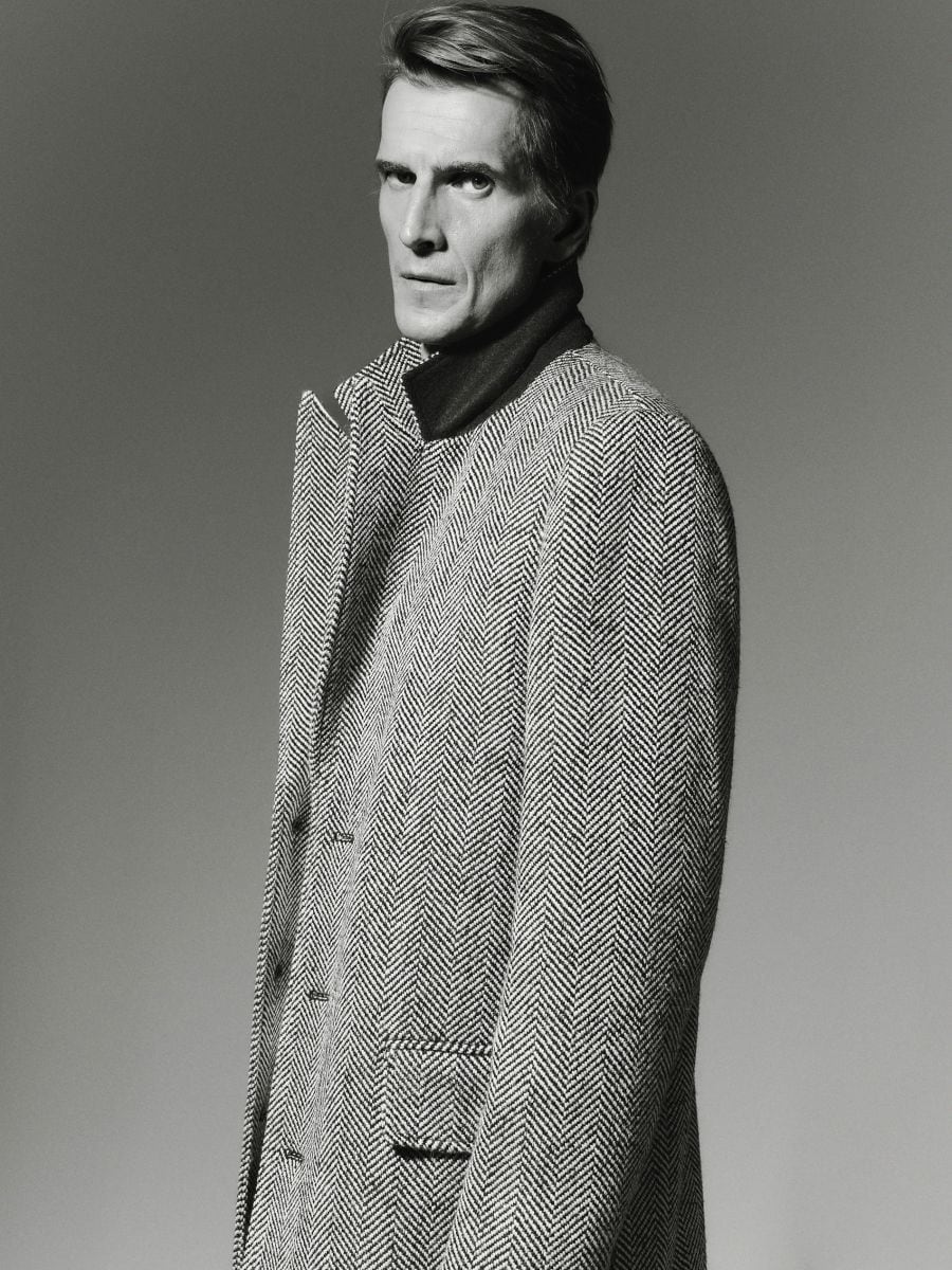 Herringbone coat with wool blend - multicolor - RESERVED - 6