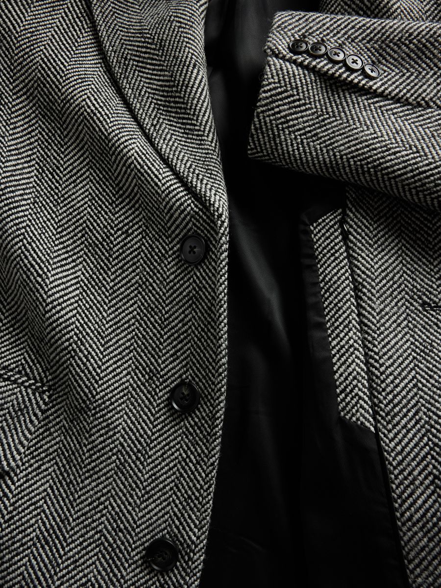 Herringbone coat with wool blend - multicolor - RESERVED - 9