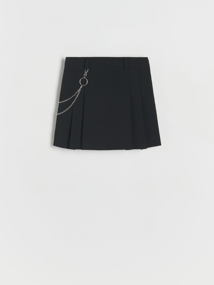 Gonna plissettata con catena - nero - RESERVED