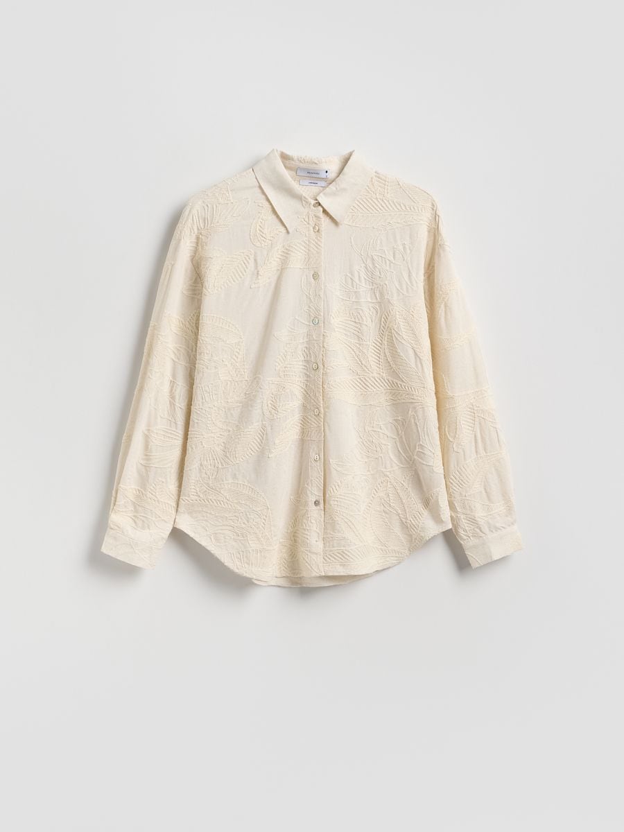 Hemd mit Stickmuster - beige - RESERVED