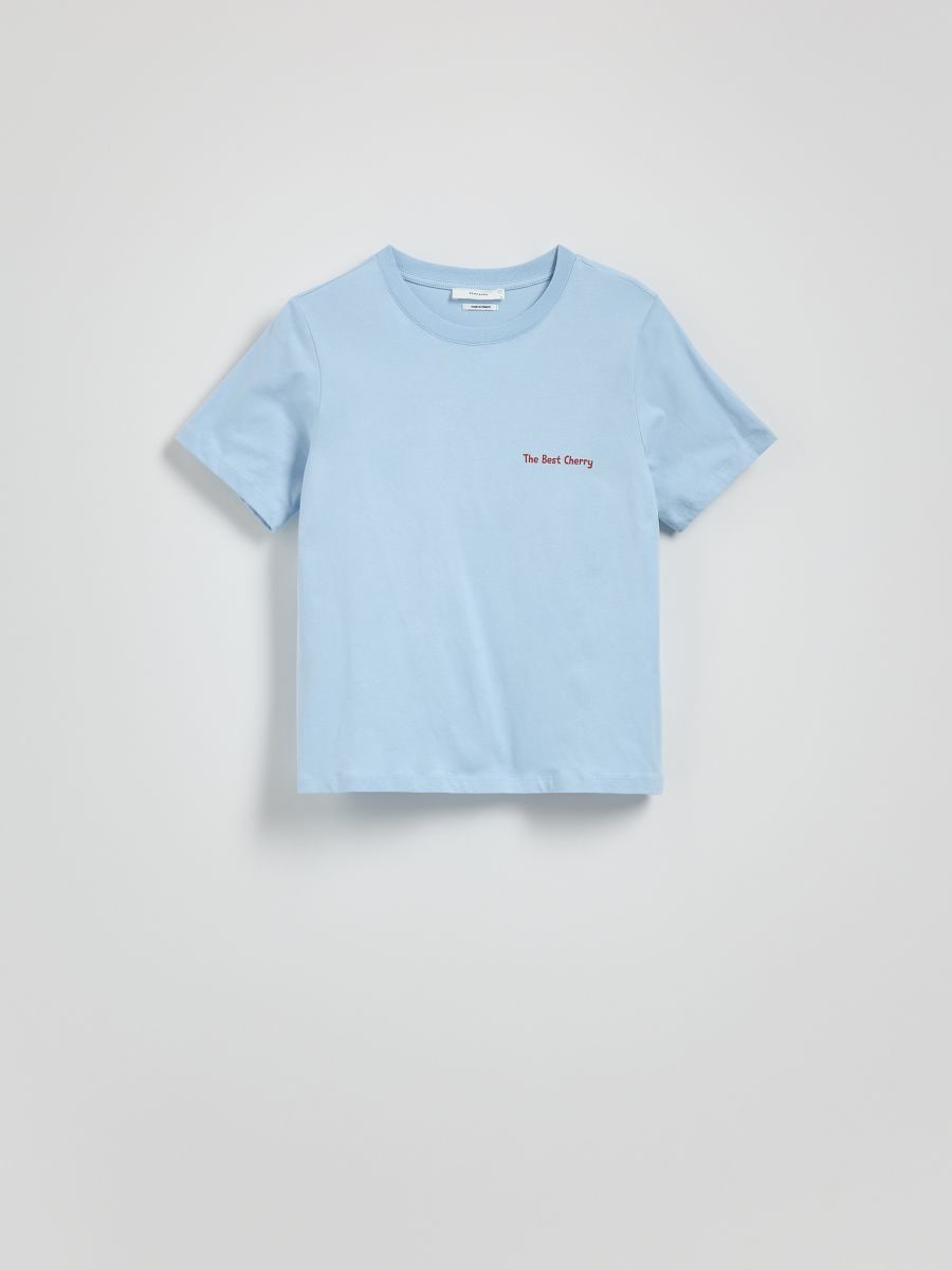 Regular fit T-shirt with back print - light blue - RESERVED - 2