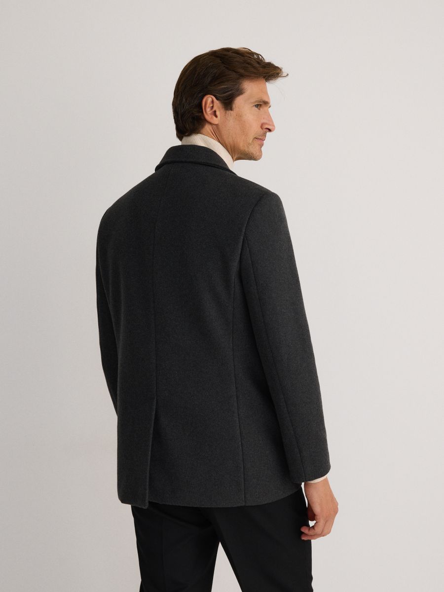 Cropped double-breasted coat - dark grey - RESERVED - 3