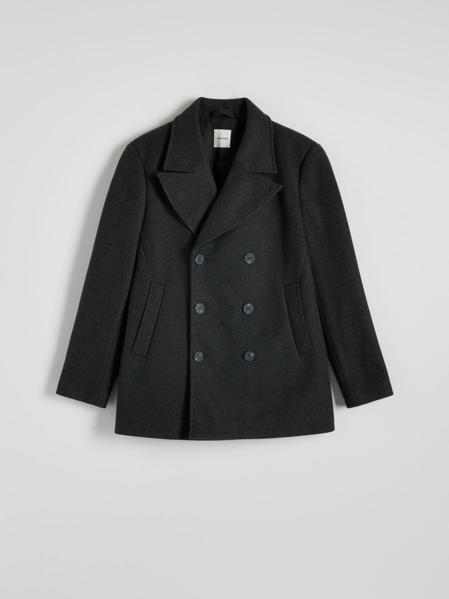 Cropped double-breasted coat - dark grey - RESERVED - 5