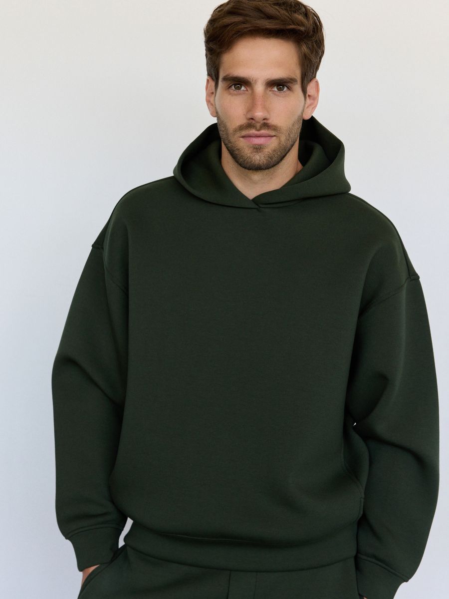 Plain hoodie - dark green - RESERVED