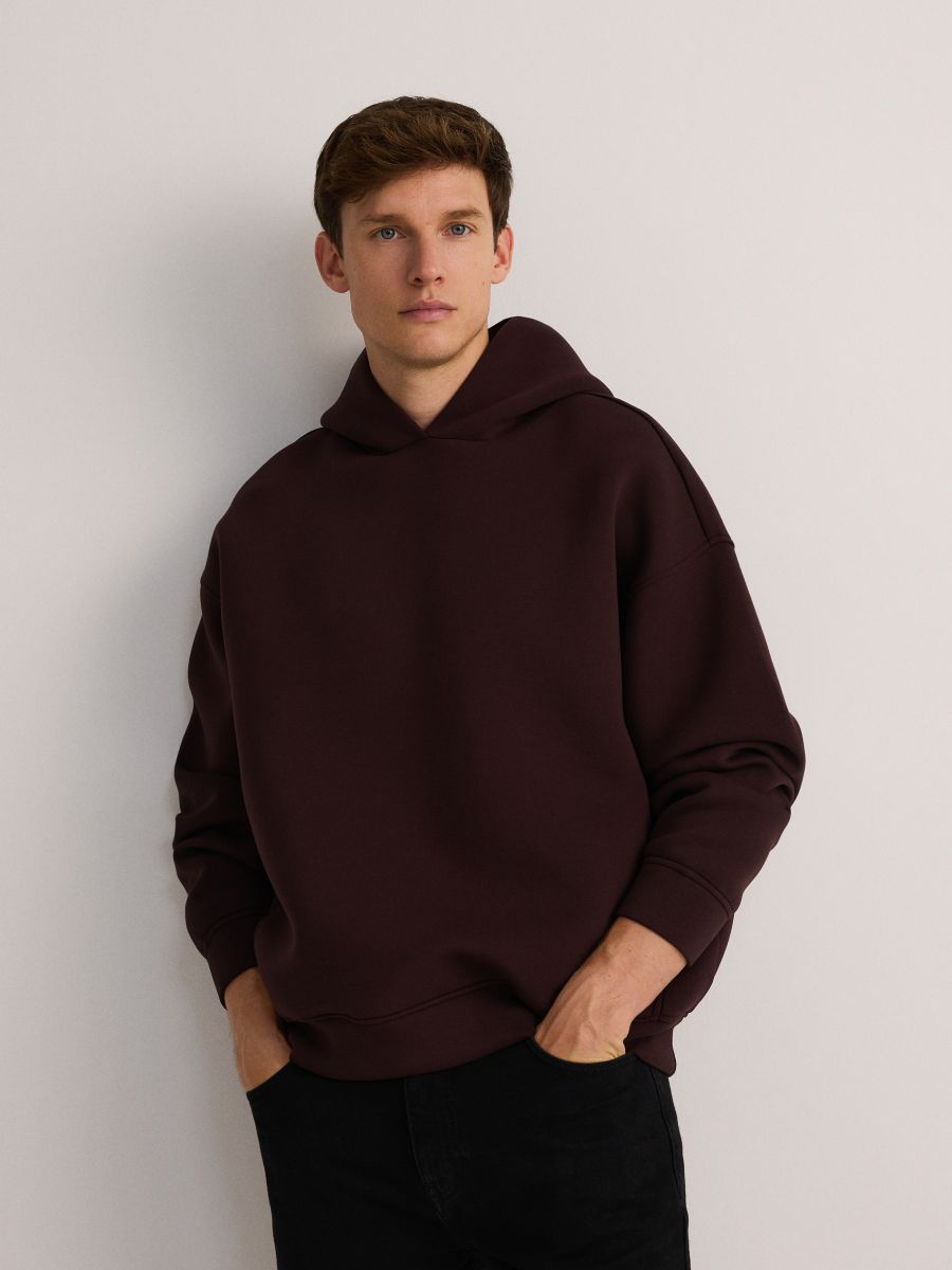 Plain hoodie - brown - RESERVED