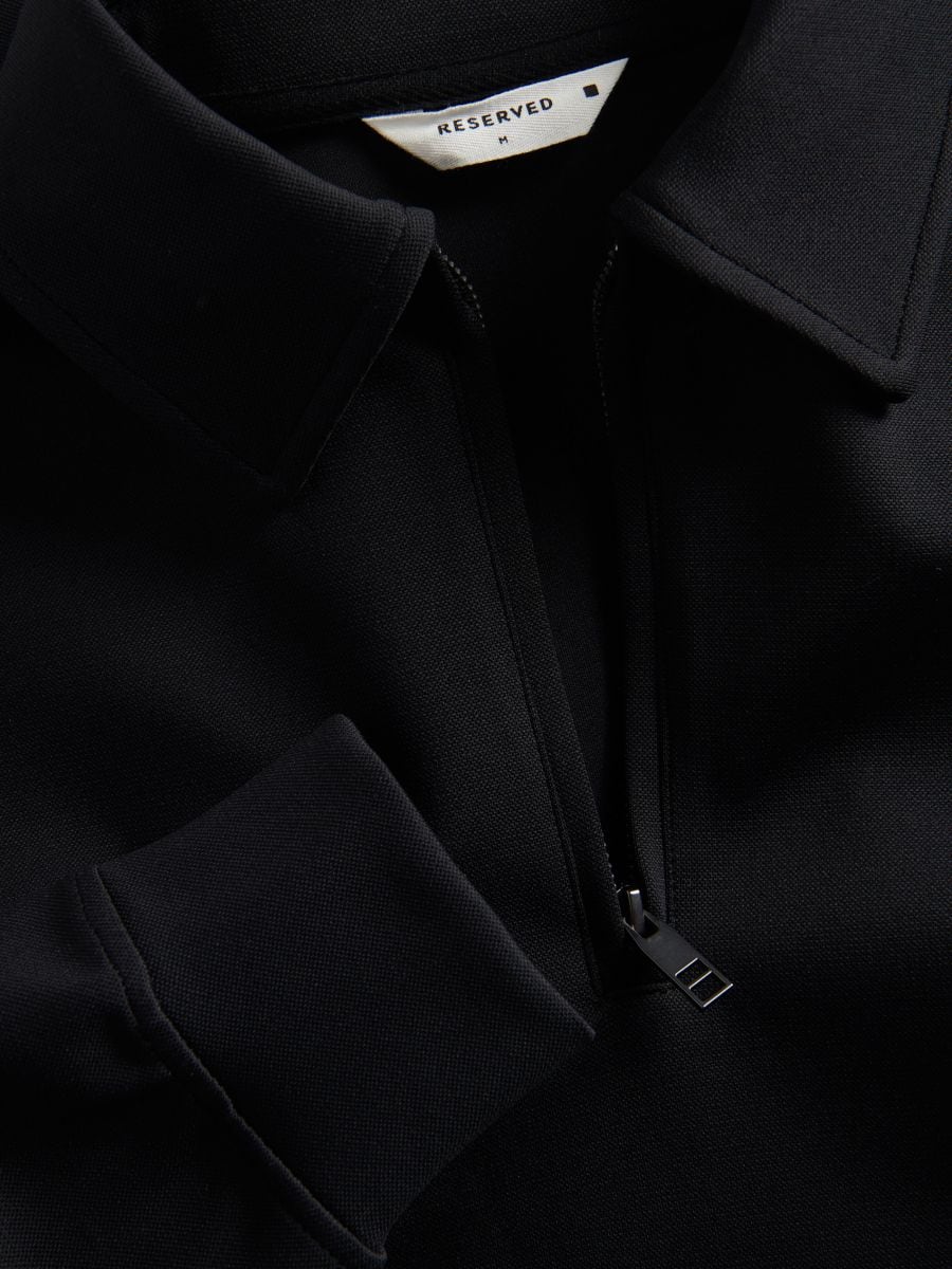 Plain sweatshirt with collar - black - RESERVED - 6