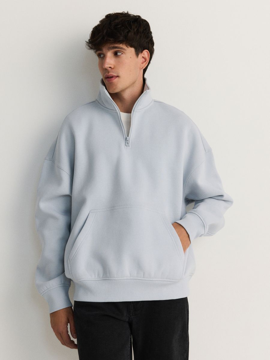 Oversized sweatshirt with stand up collar