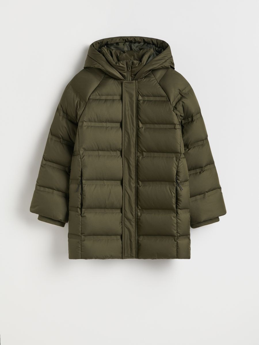 Down jacket with hood - green - RESERVED